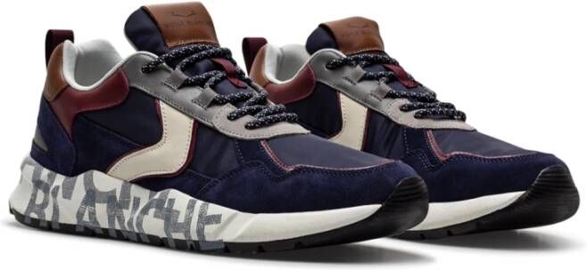 Voile blanche Sportschoenen Navy Burgundy Leer Stof 4 cm Hak Blauw Heren