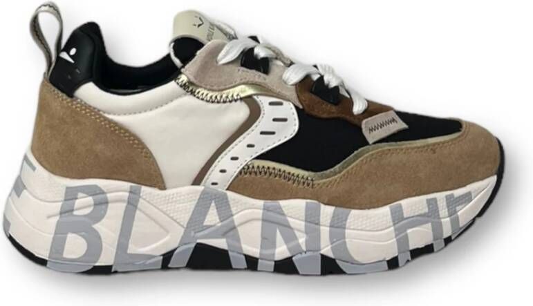 Voile blanche Bruine Sneakers met Leren en Stoffen Voering Brown Dames