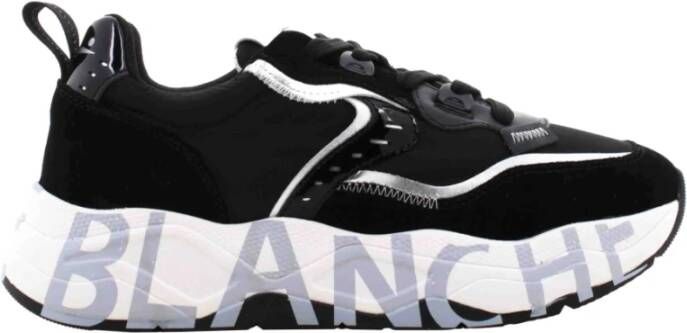 Voile blanche Zwarte Sneakers met Leren en Stoffen Voering Black Dames
