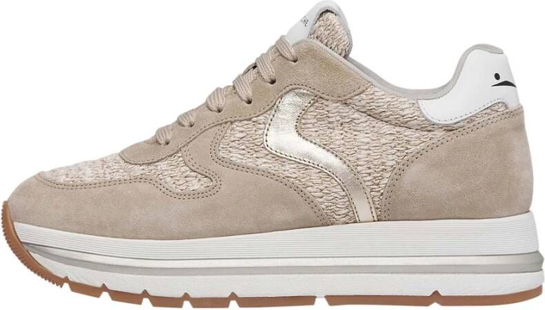 Voile blanche Suede and raffia sneakers Maran Beige Dames