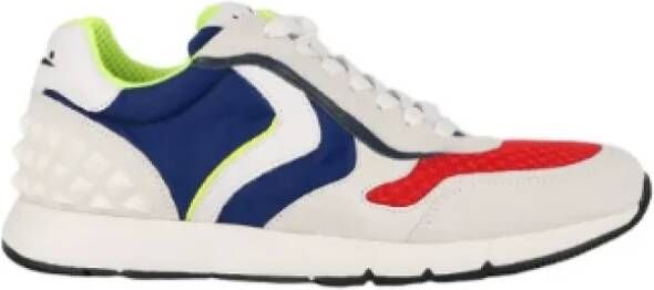 Voile Blanche Vintage Leren Sneakers Wit-Blauw-Rood