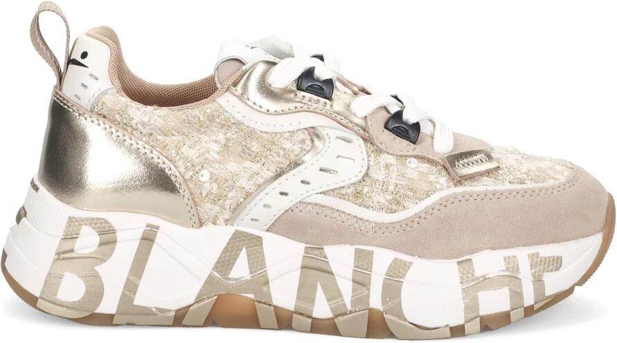 Voile Blanche Beige Sneakers met Pailletten Bouclé Stijl - Foto 2