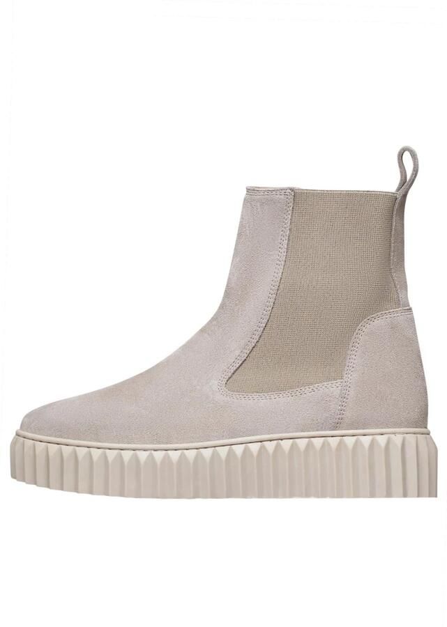 Voile Blanche Groene Suède Enkellaars Sneaker Zool