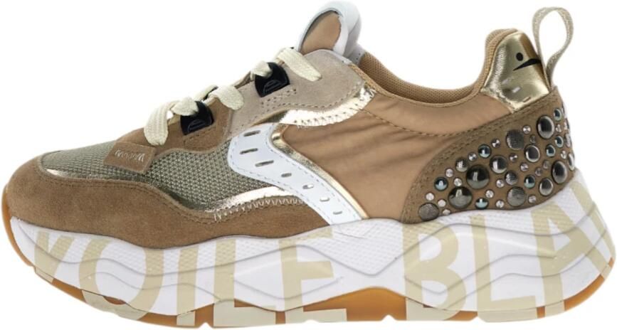 Voile Blanche Bruine Suède Studs Sneakers