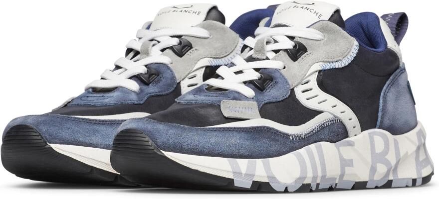 Voile Blanche Blauwe Suède Sneaker met Leren Inzetstukken - Foto 2