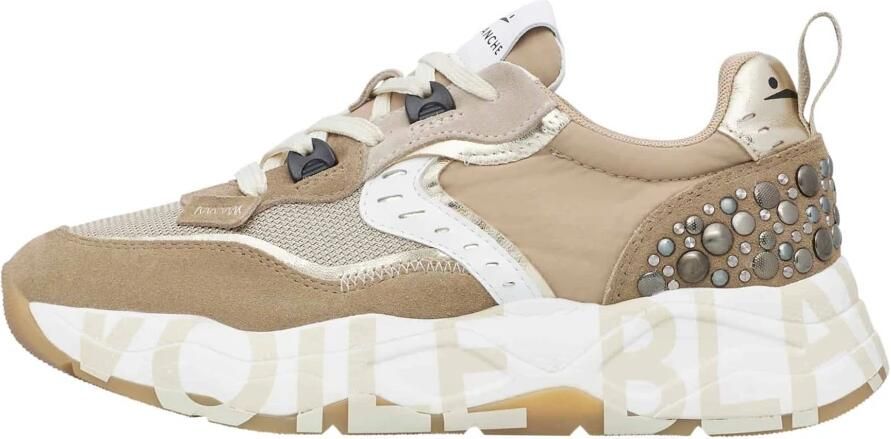Voile Blanche Bruine Suède Studs Sneakers