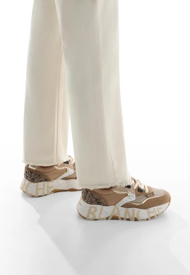 Voile Blanche Bruine Suède Studs Sneakers - Foto 4