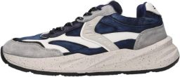 Voile Blanche Blauwe Gewassen Leren Sneakers