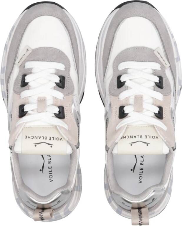 Voile blanche Gedurfde Club Sneakers met Technische Stof en Suède Gray Dames