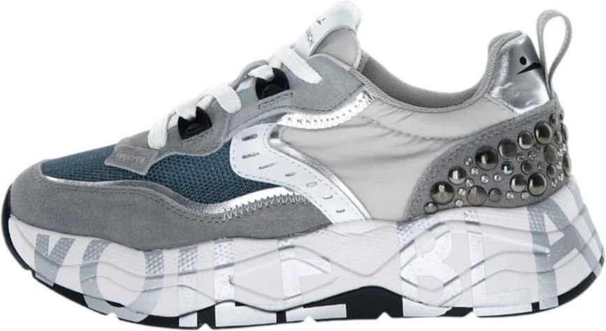 Voile Blanche Grijze Suède Studs Sneakers
