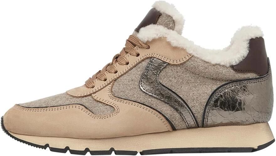 Voile blanche Leather and fabric sneakers Julia FUR Beige Dames - Foto 2
