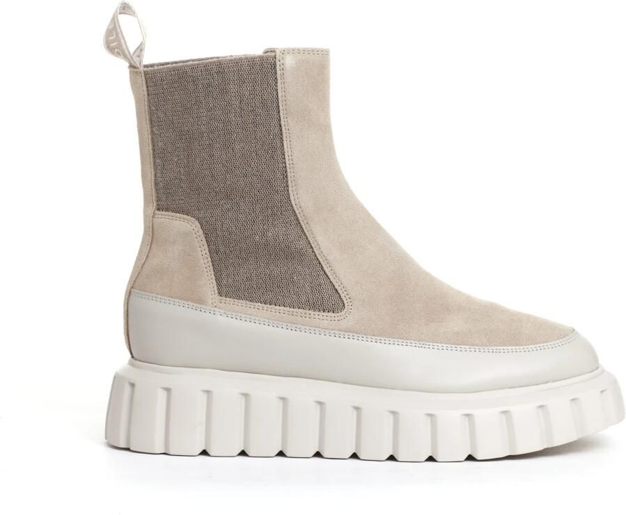 Voile Blanche Leren en Suède Chelsea Boots