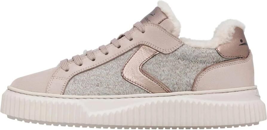 Voile Blanche Grijze Sneakers Leder Textiel Mix