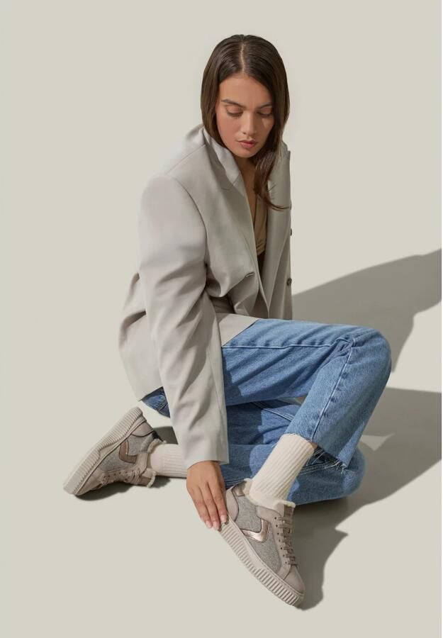Voile Blanche Grijze Sneakers Leder Textiel Mix - Foto 4