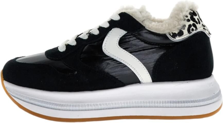 Voile Blanche Zwarte Suède Metallic Nylon Sneakers