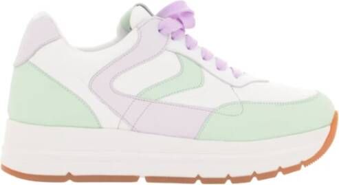 Voile Blanche Witte Sneakers met Mint en Lila Accents