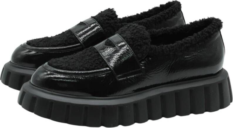 Voile blanche Zwarte Lakleren Loafer Grenelle Black Dames