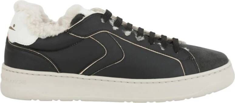 Voile Blanche Zwarte Leren Sneakers