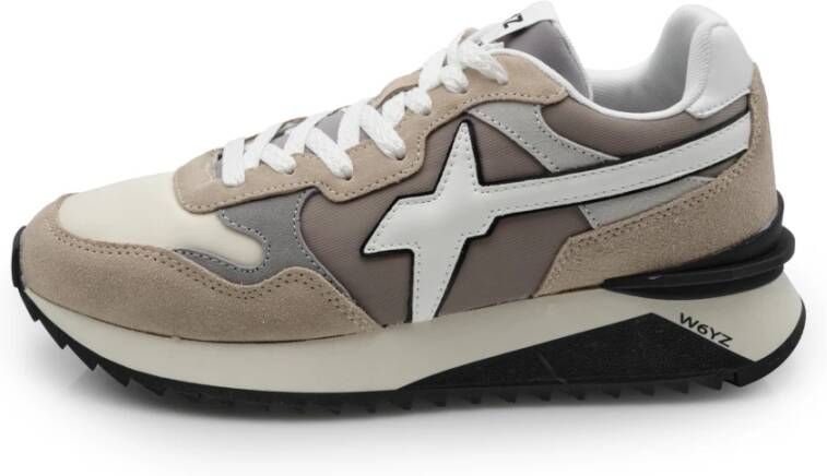 W6Yz Beige Technische en Suède Sneaker