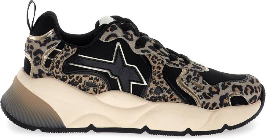 W6Yz Grijze Leren Sneakers Modern Ontwerp