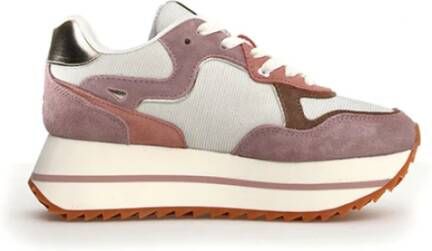 W6Yz Grijze Roze Suède Sneakers met Glitterinzetten