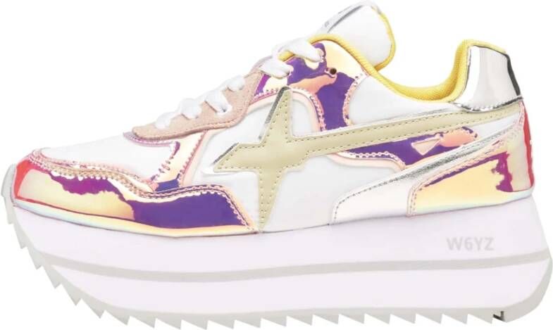 W6Yz Leather and technical fabric sneakers Deva W. White Dames