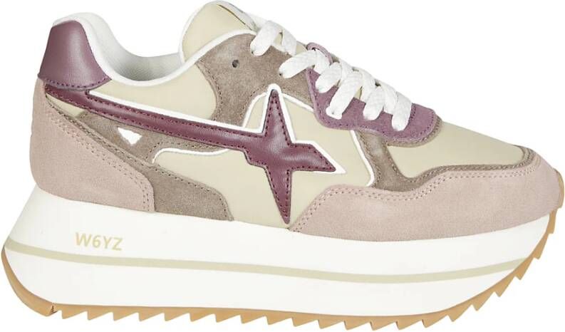 W6Yz Platform Suede Nylon Sneakers Beige Dames