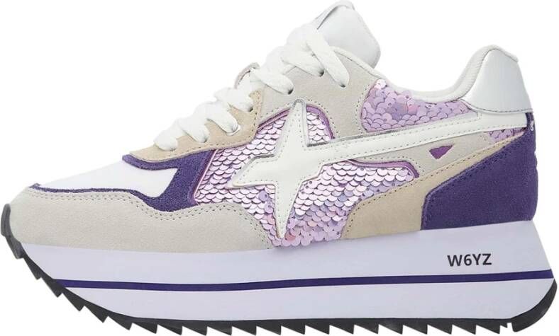 W6Yz Suede and technical fabric sneakers Deva W. Purple Dames