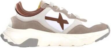 W6Yz Taupe wit en kastanje Sneakers