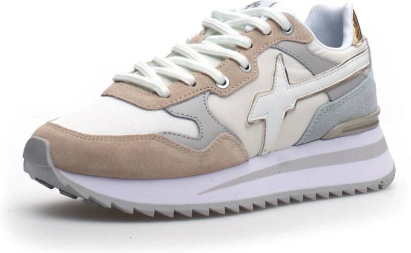 W6Yz Grijze Veterschoenen met Spiegelend Leren Details Gray Dames - Foto 3