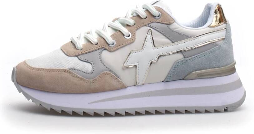 W6Yz Grijze Veterschoenen met Spiegelend Leren Details Gray Dames - Foto 4