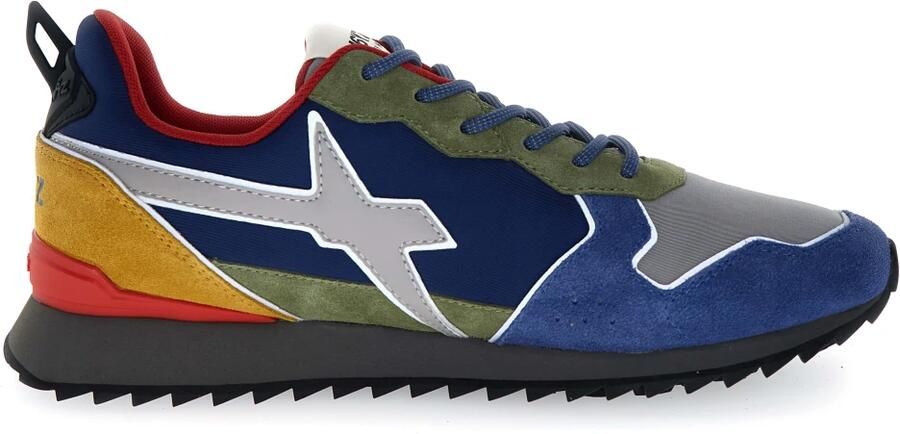 W6Yz Tweekleurige sneaker van technische stof en suède