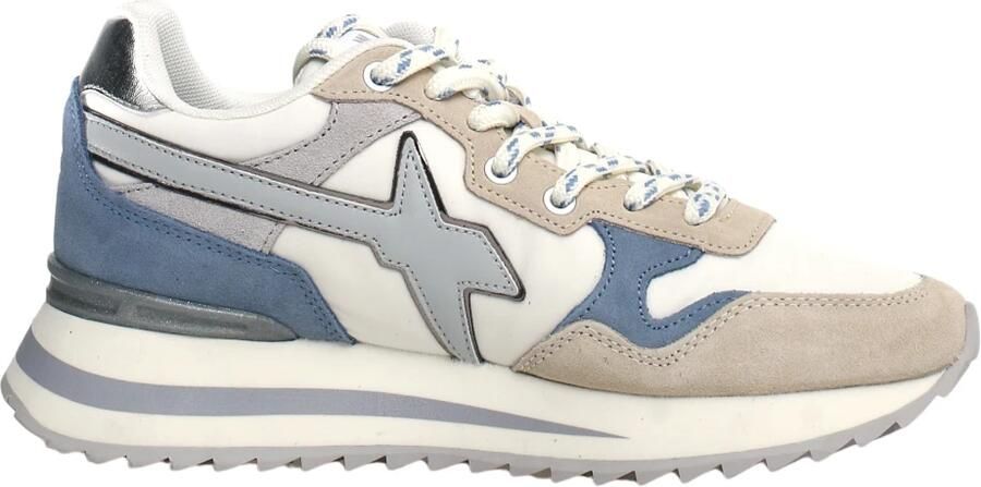 W6Yz Grijze Veterschoenen met Spiegelend Leren Details Gray Dames