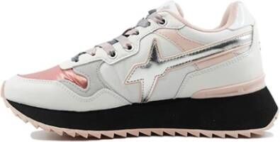 W6Yz Witte Leren Dames Sneakers Art. Pink Yak-W-W