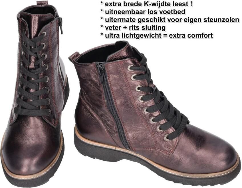WALDLAUFER Waldläufer Veterboots Dames Met H Veterbooty Leer Paars - Foto 2