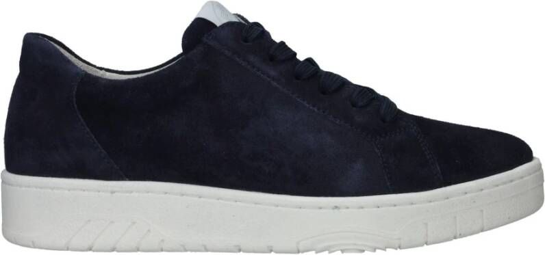 Waldläufer Blauwe Suède Sneaker met Uitneembaar Voetbed Blue Dames