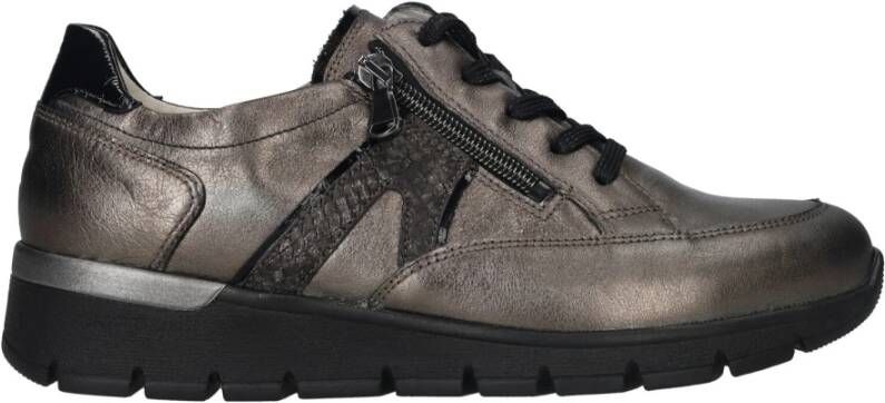 Waldläufer Comfortabele Ramona Sneaker met Metallic Antraciet Kleur Grijs Heren