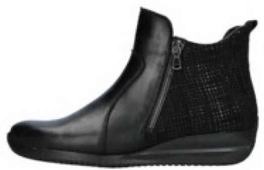 Waldläufer Comfortabele sportieve laars met subtiel print en brede pasvorm Zwart Heren