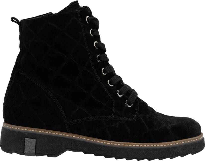 Waldläufer Waldlaufer Veterboot 683801 160 001 Zwart Suède Print Wijdte K 5½ 38½