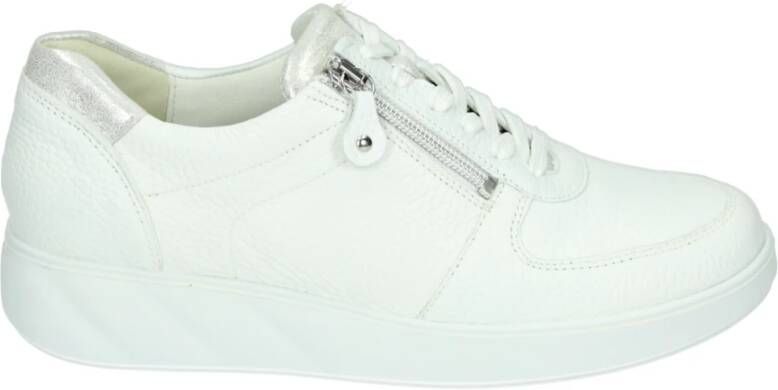 Waldläufer Sportieve lage witte leren sneakers