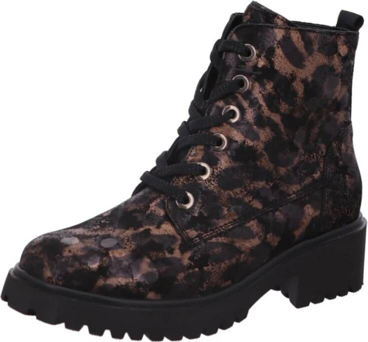Wäldlaufer Waldlaufer Enkellaarsjes Dames Laarzen Damesschoenen Leer Leopardprint 716801 Leopard - Foto 3