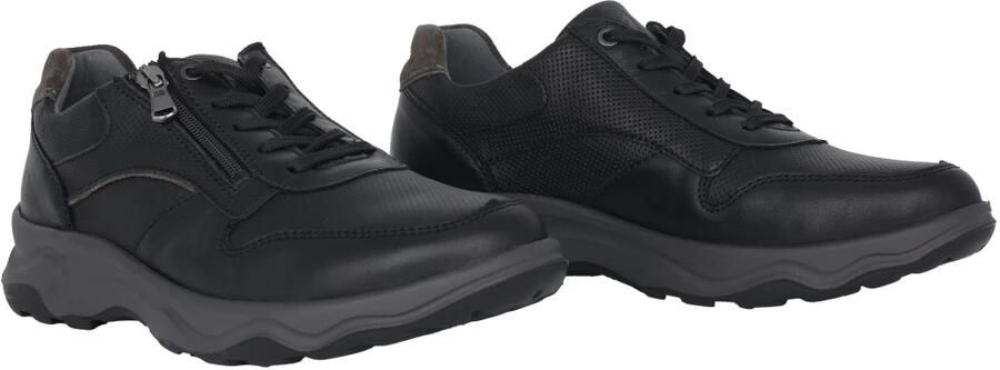 Waldläufer Wijde pasvorm heren leren sneaker Zwart - Foto 3