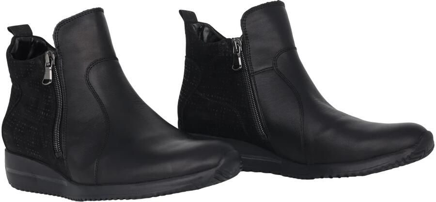 Waldläufer Wijde pasvorm leren enkellaars Zwart