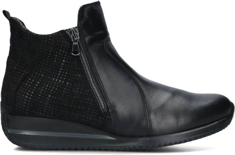 Waldläufer Zwarte hoge sneaker met rits Black Dames
