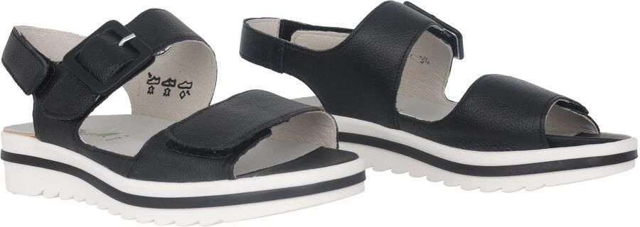 Waldläufer Zwarte leren damessandaal voor de zomer