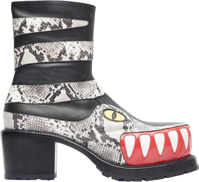 Walter Van Beirendonck Grafische Paneel Viper Leren Laarzen Multicolor Dames