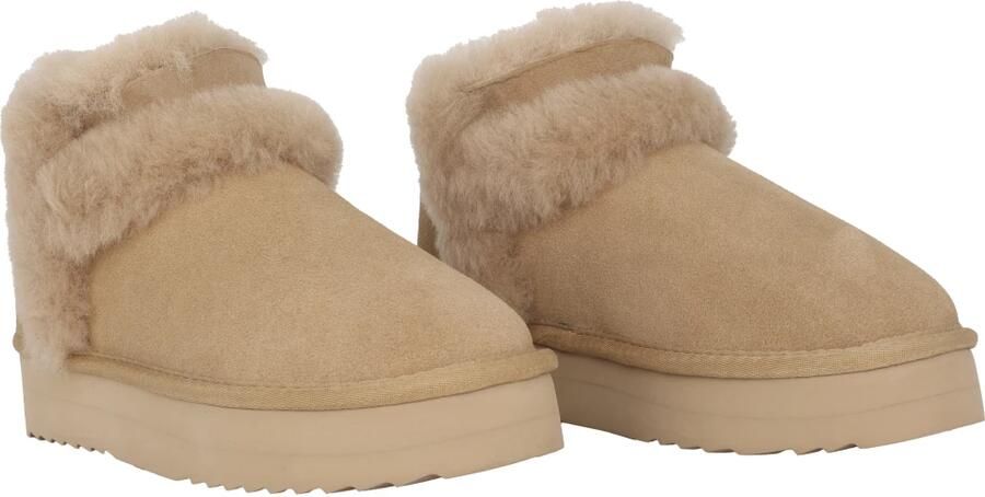 Warmbat Gevoerde beige laars Damesstijl