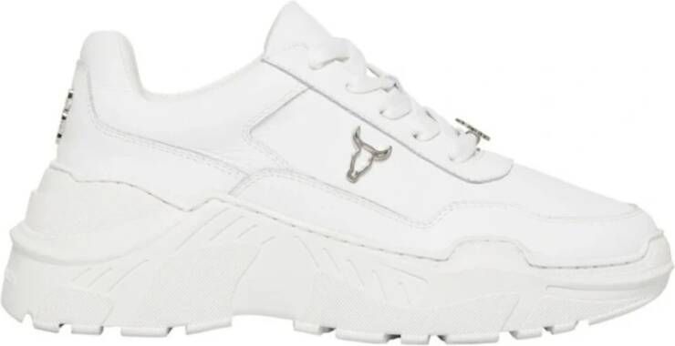 Windsor Smith Witte leren damessneakers met contrasterend logo White Dames