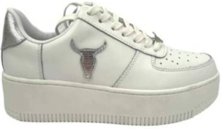 Windsor Smith Witte leren damessneakers met logo White Dames