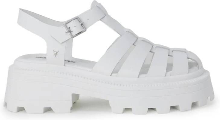 Windsor Smith Verhoog je zomerse stijl met witte platform platte sandalen White Dames